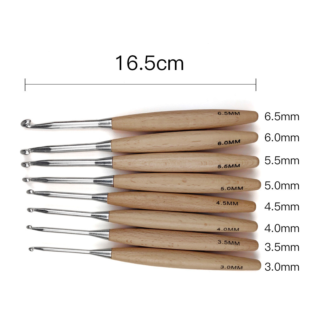 8 قطعة خطافات كروشيه خشبية 16. - مراجعة Wooden Crochet Hooks Ergonomic Handle وسعره