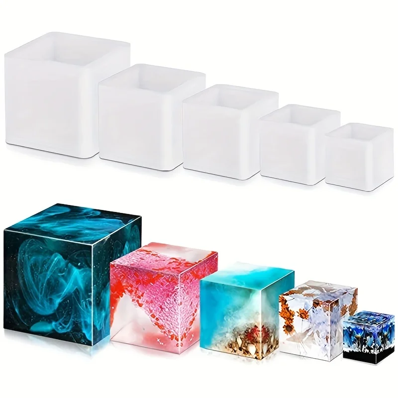 5 قطعة قالب راتينج مربع سيليكو - مراجعة Silicone Epoxy Resin Molds Set وسعره